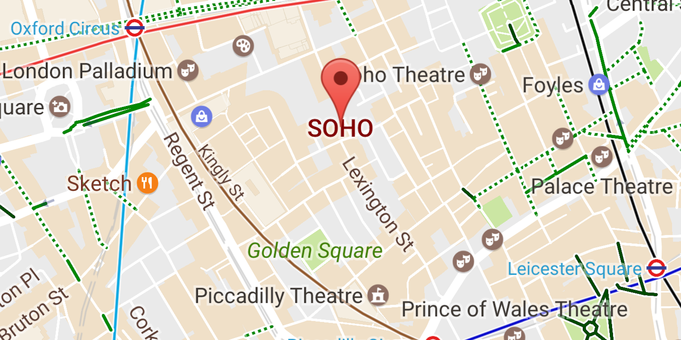 Screengrab of Soho area of London