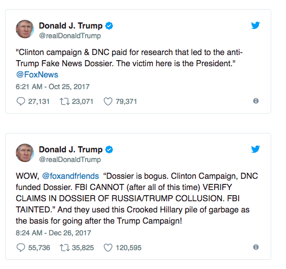 donald trump pee tape tweets