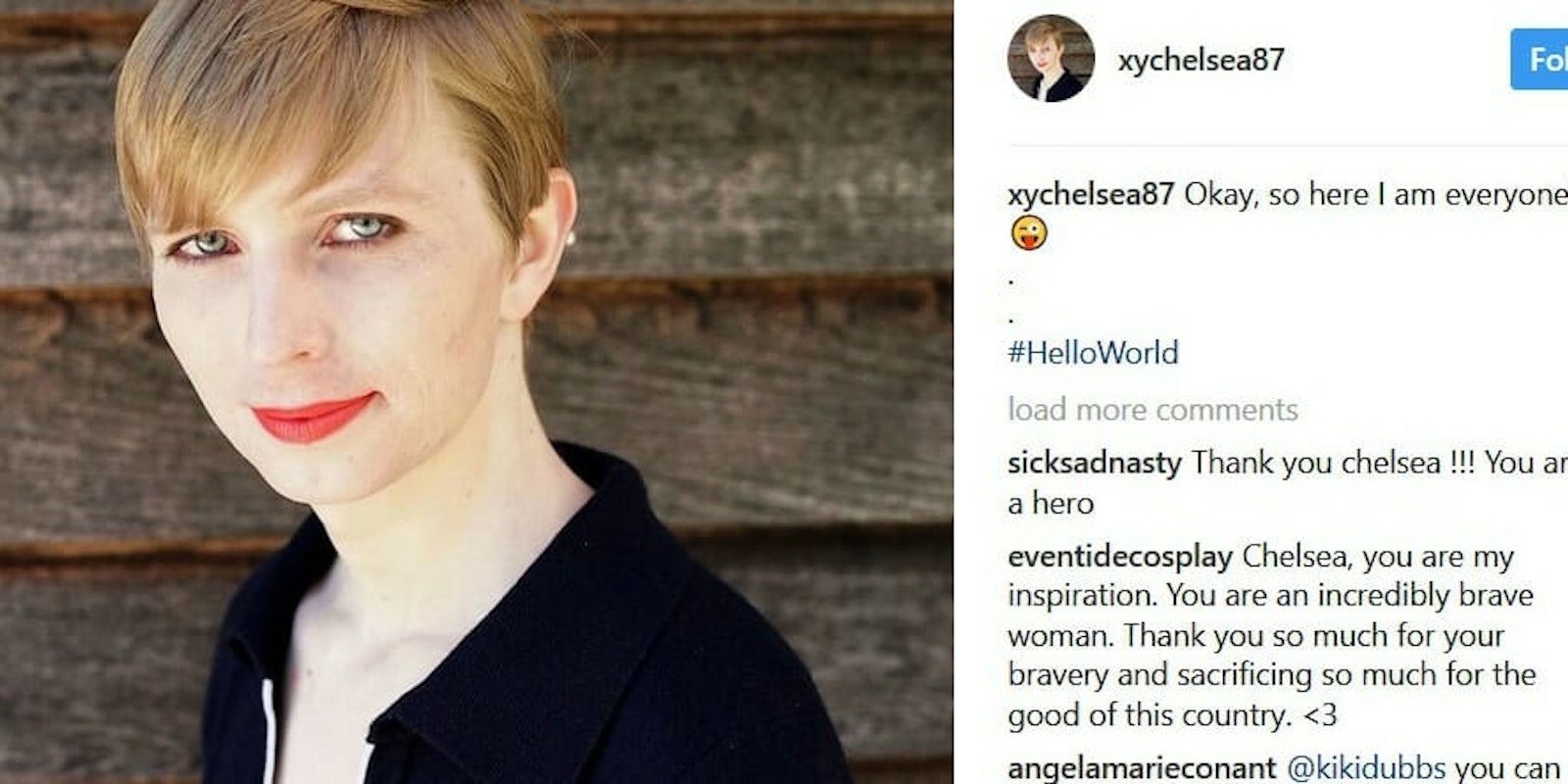 Chelsea Manning new Instagram photo