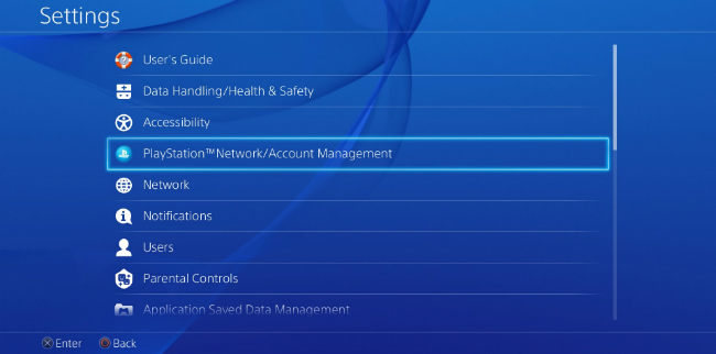 Settings on playstation store 4