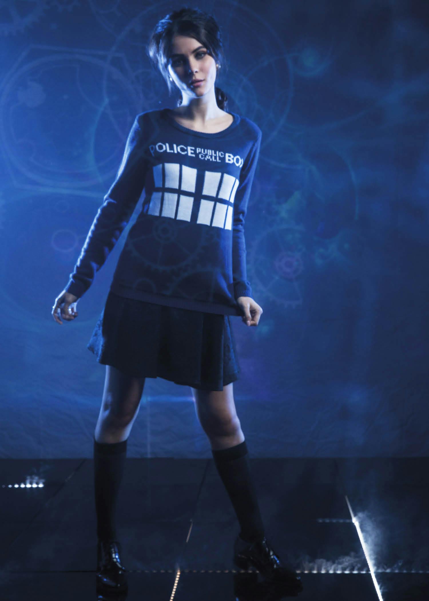TARDIS Knit Pullover: $44.50 at all Hot Topic stores and HotTopic.com
