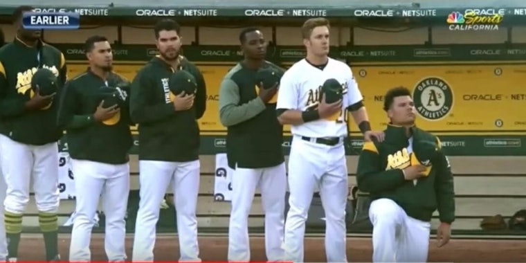 Bruce Maxwell MLB Oakland A's kneeling national anthem