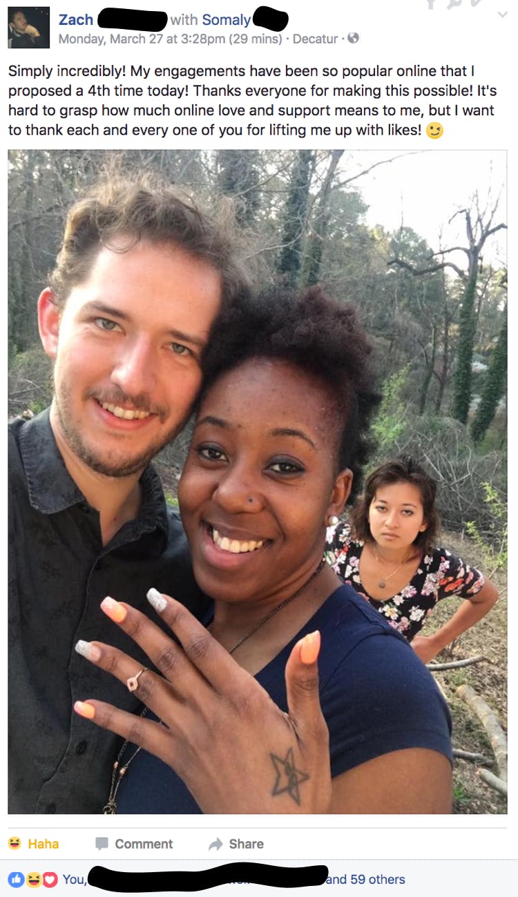 Man Trolls His Facebook Friends By Posting Engagement Photos With Multiple  Women