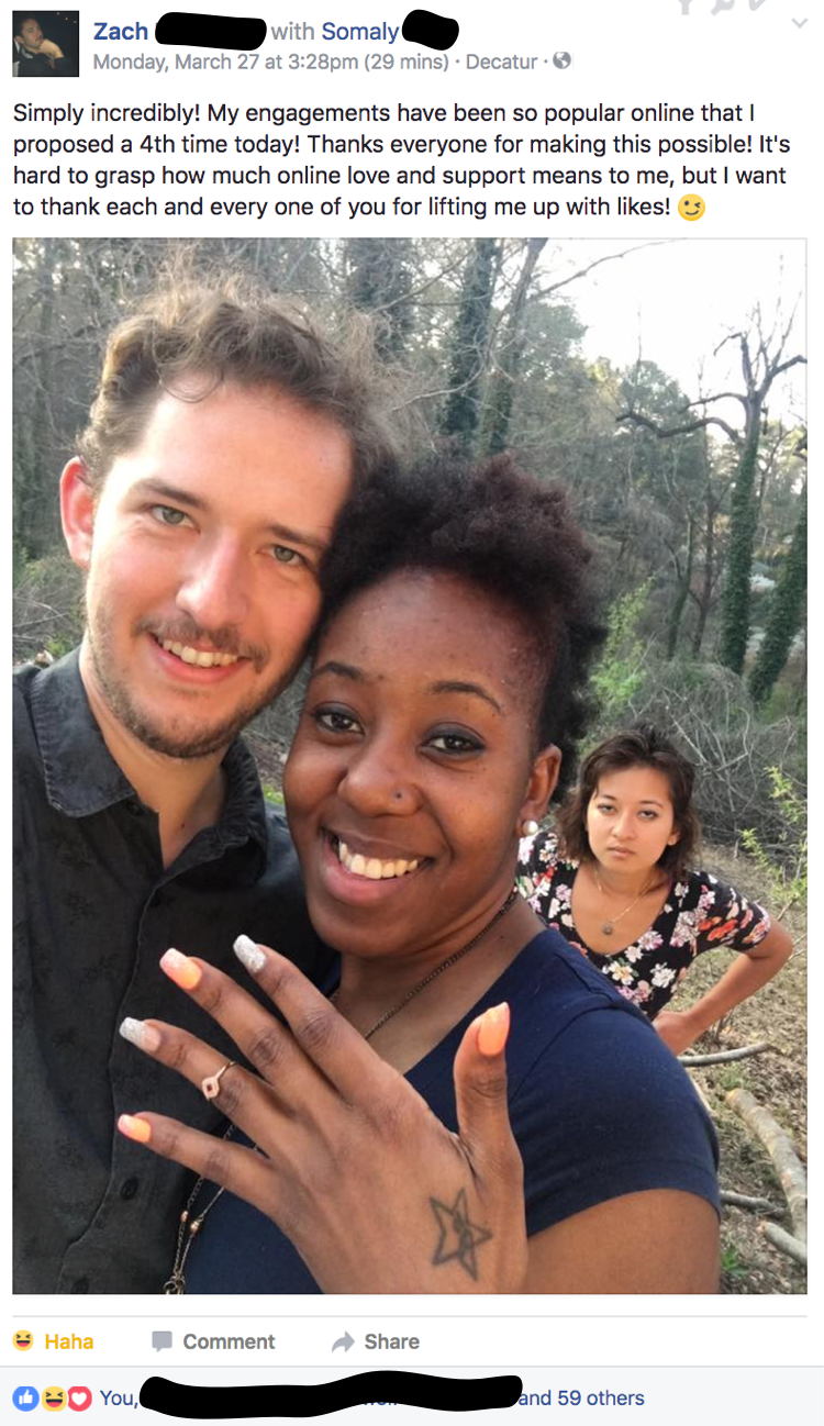 Man proposed to different people on Facebook for likes