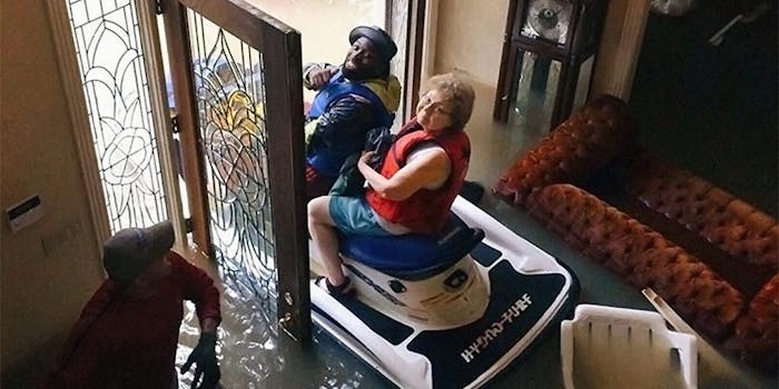 Woman evacuated from her living room by man on a jet ski