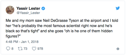 tweet by yassir lester neil degrasse tyson hidden figures