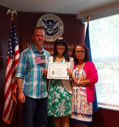 Meza on the day of her naturalization ceremony /