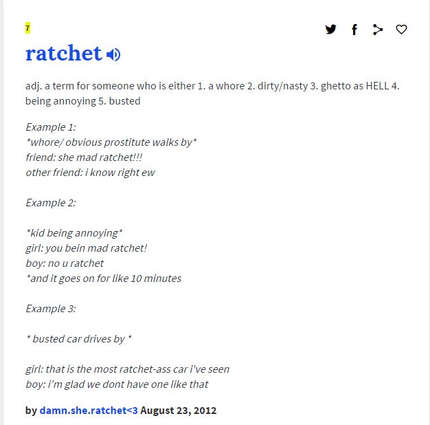 meaning of ratchet urban dictionary