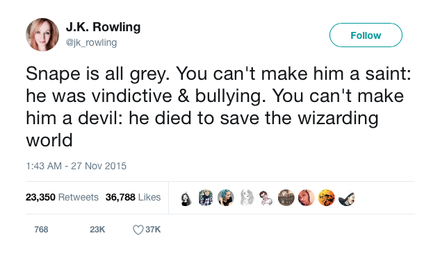 jk rowling severus snape twitter