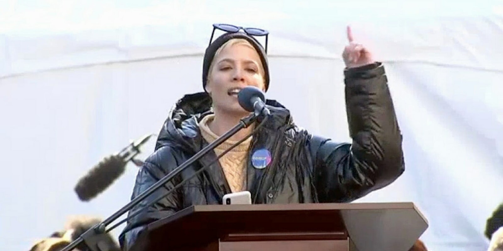 Halsey speaks at the 2018 Women's March in New York.