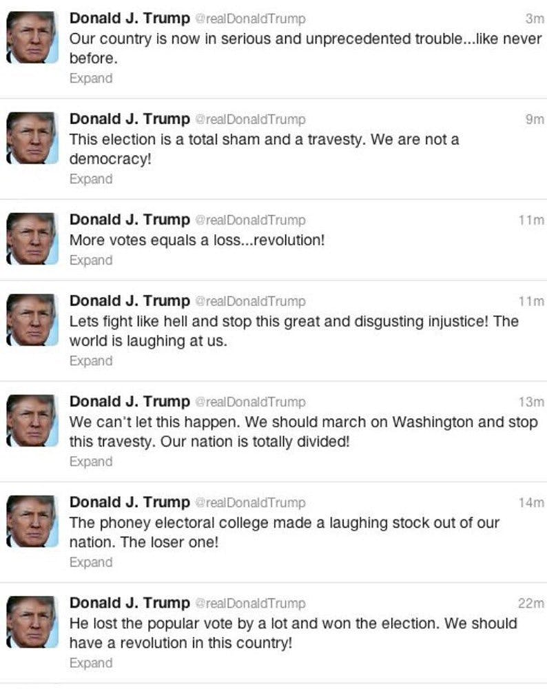 Image of Trump's deleted "revolution" tweets