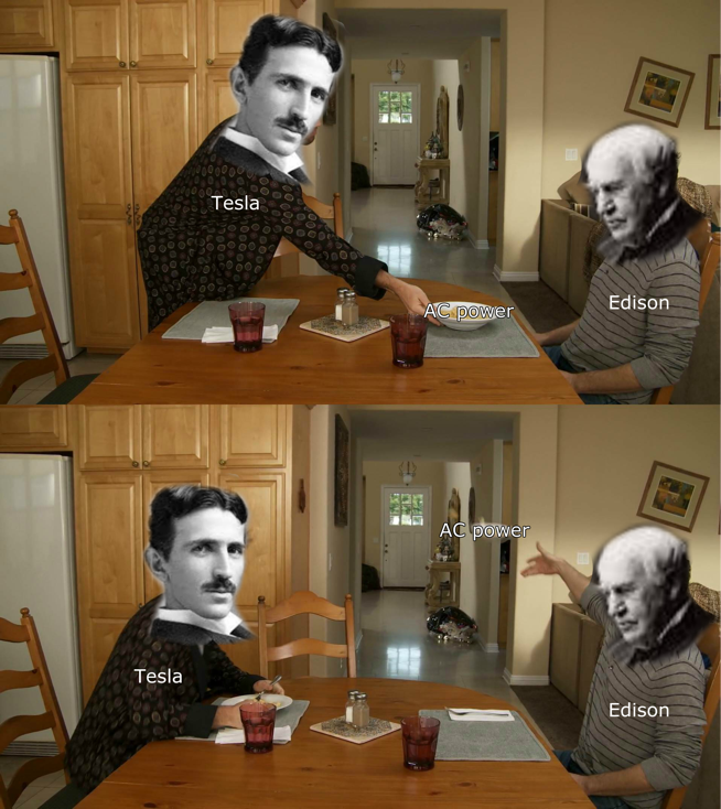 tesla edison always sunny meme