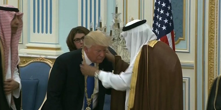 Donald Trump bowing for the King of Saudi Arabia