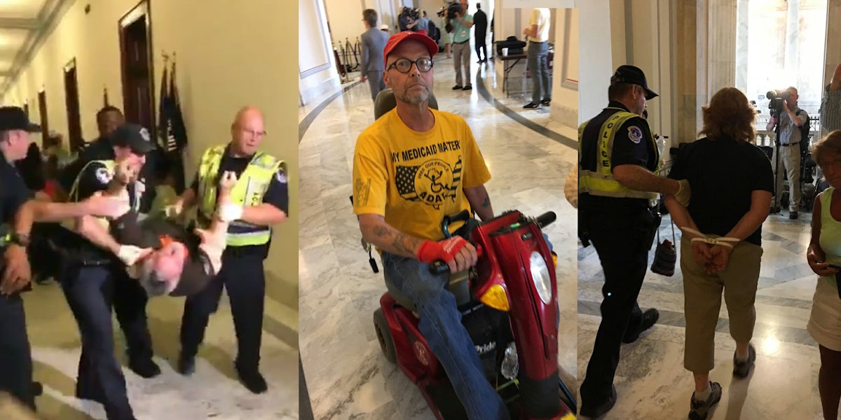 Protesters were arrested after the Senate released its health care bill