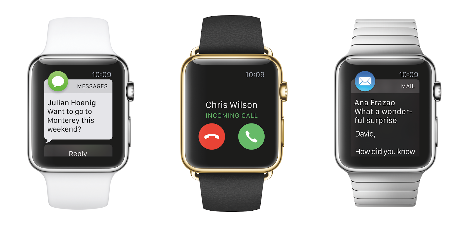 Three Apple Watch faces