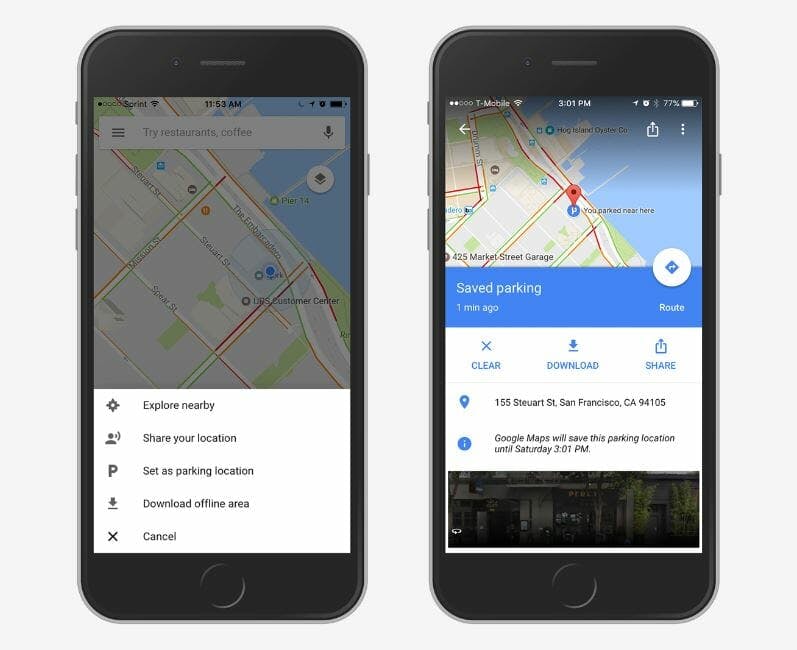 google maps parking find spot