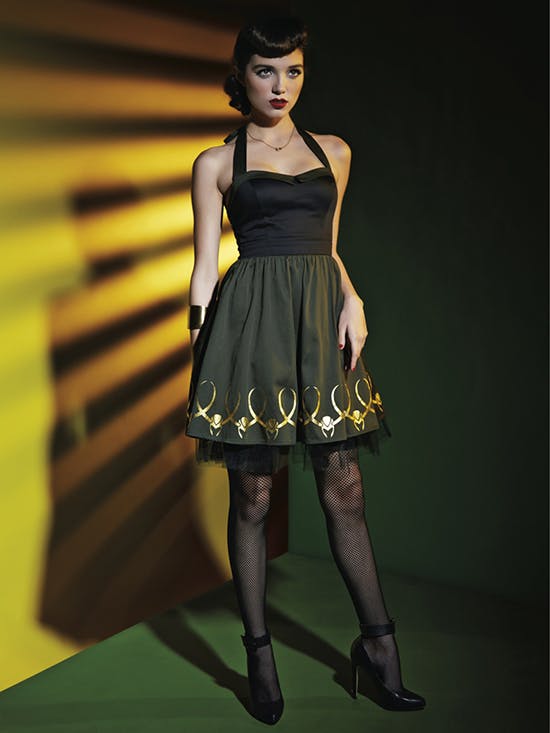 Loki dress designed by Amy Beth Christenson for the Marvel by Her Universe collection.