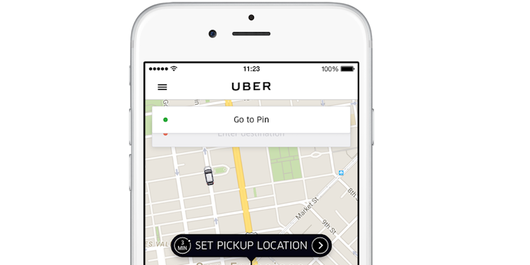 Uber app on iPhone