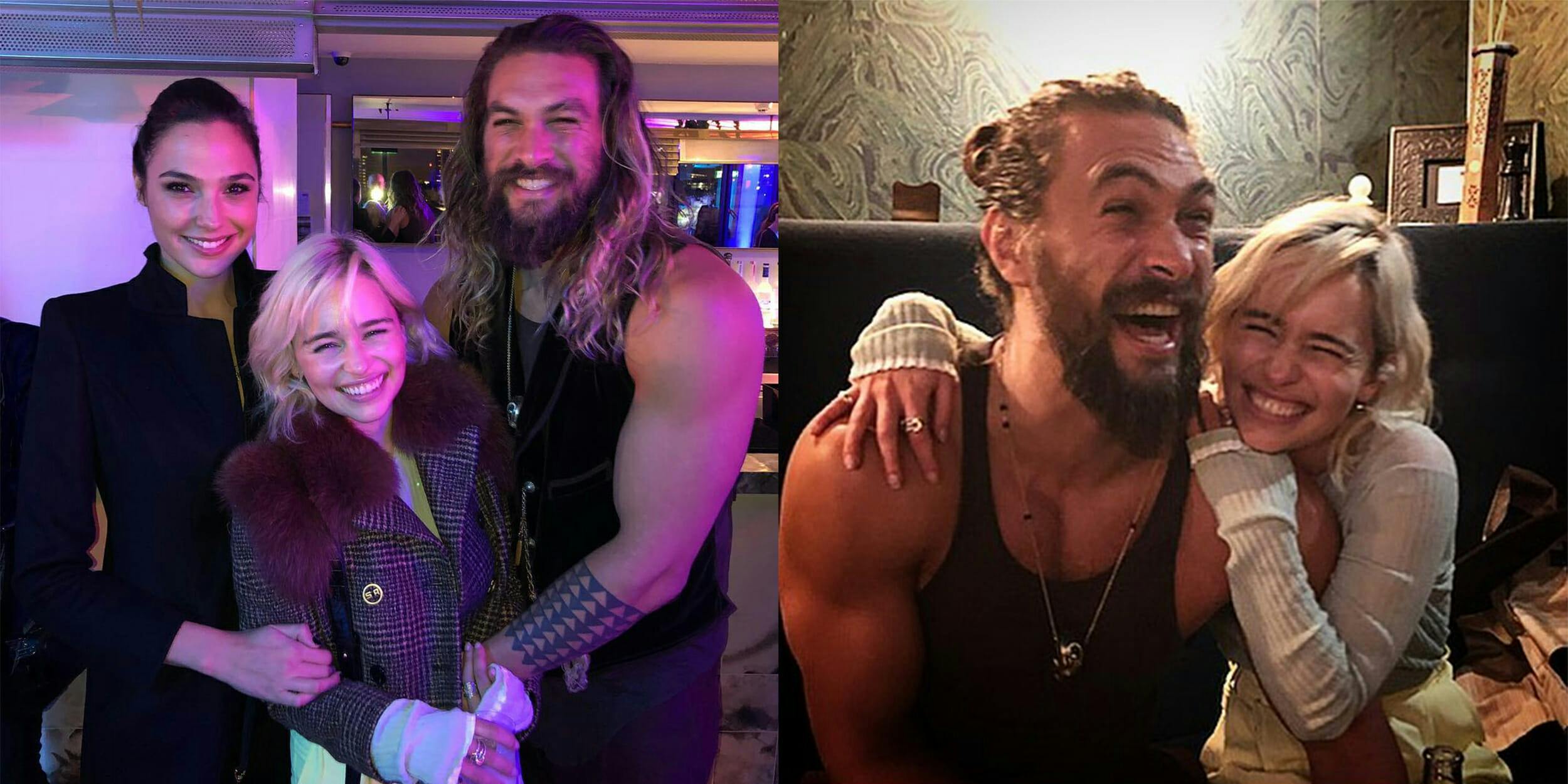 Emilia Clarke And Jason Momoa S Reunion Is Even Sweeter When Gal Gadot Joins In