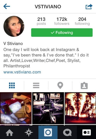 V Stiviano Instagram screenshot