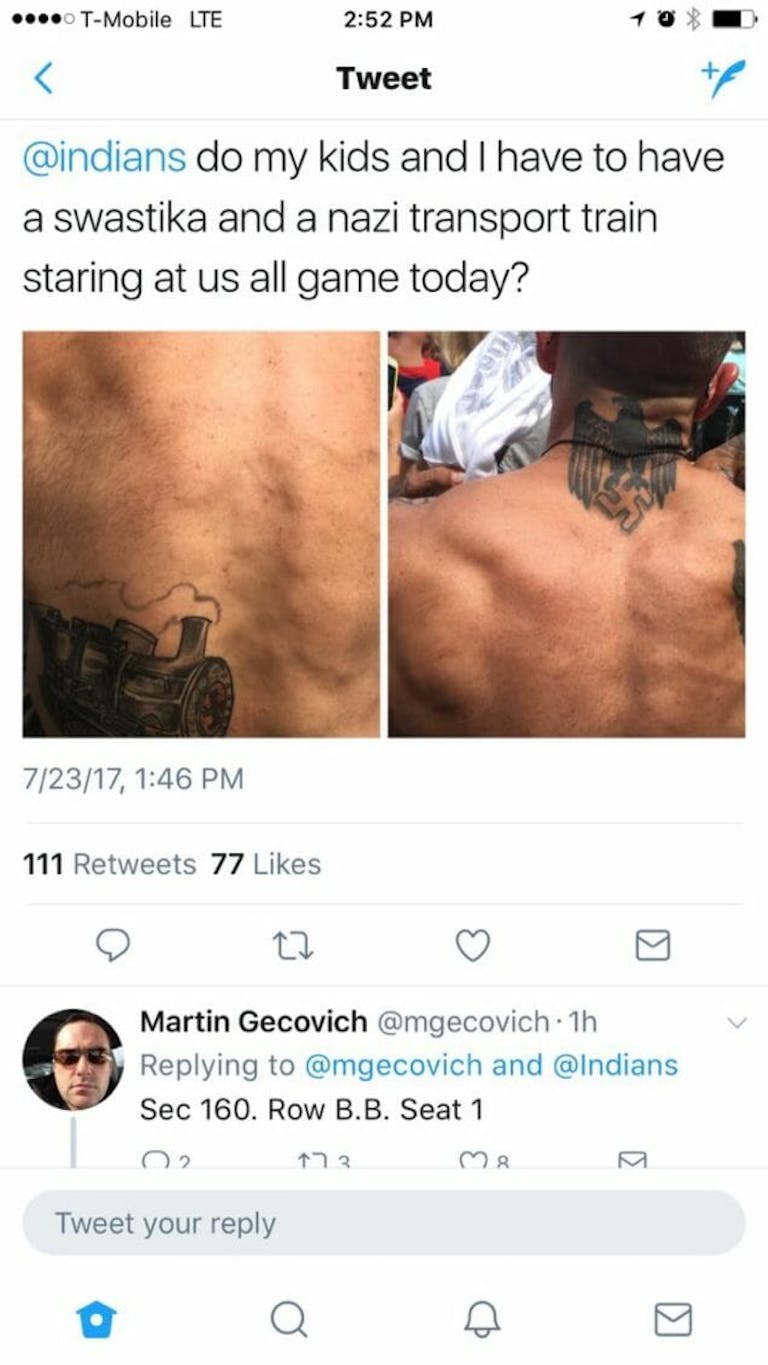 Nazi tattoo Indians game