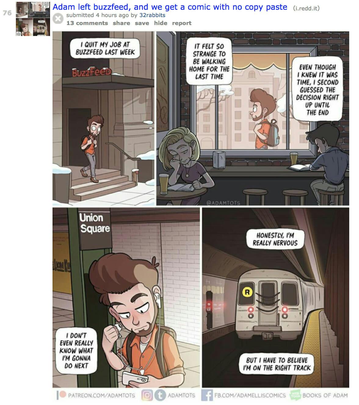 Adam Ellis, the illustrator behind the 'Dear David' ghost saga, created a comic about leaving his job at BuzzFeed.
