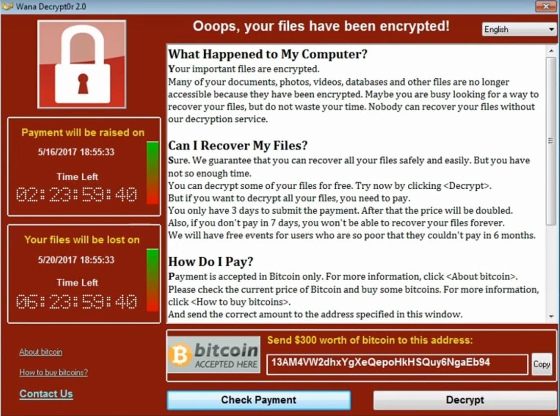 wannacry malware ransomware